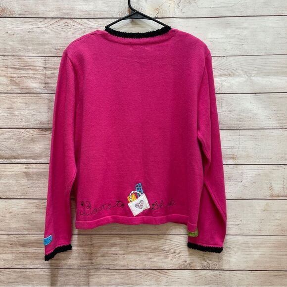 VINTAGE BEREK BORN‎ TO SHOP EMBROIDERED AND EMBELLISHED SWEATER IN PINK - Picture 10 of 11